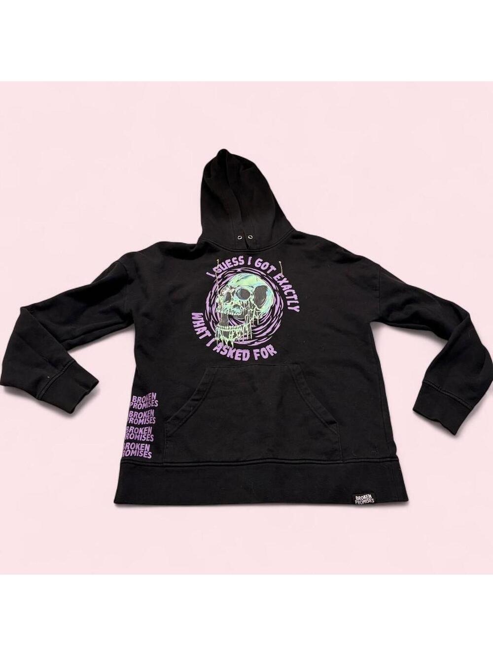 Grunge Alternative Broken Promises Graphic Hoodie